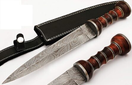 handmade damascus knife roman gladius sword with red wood handle mega blades