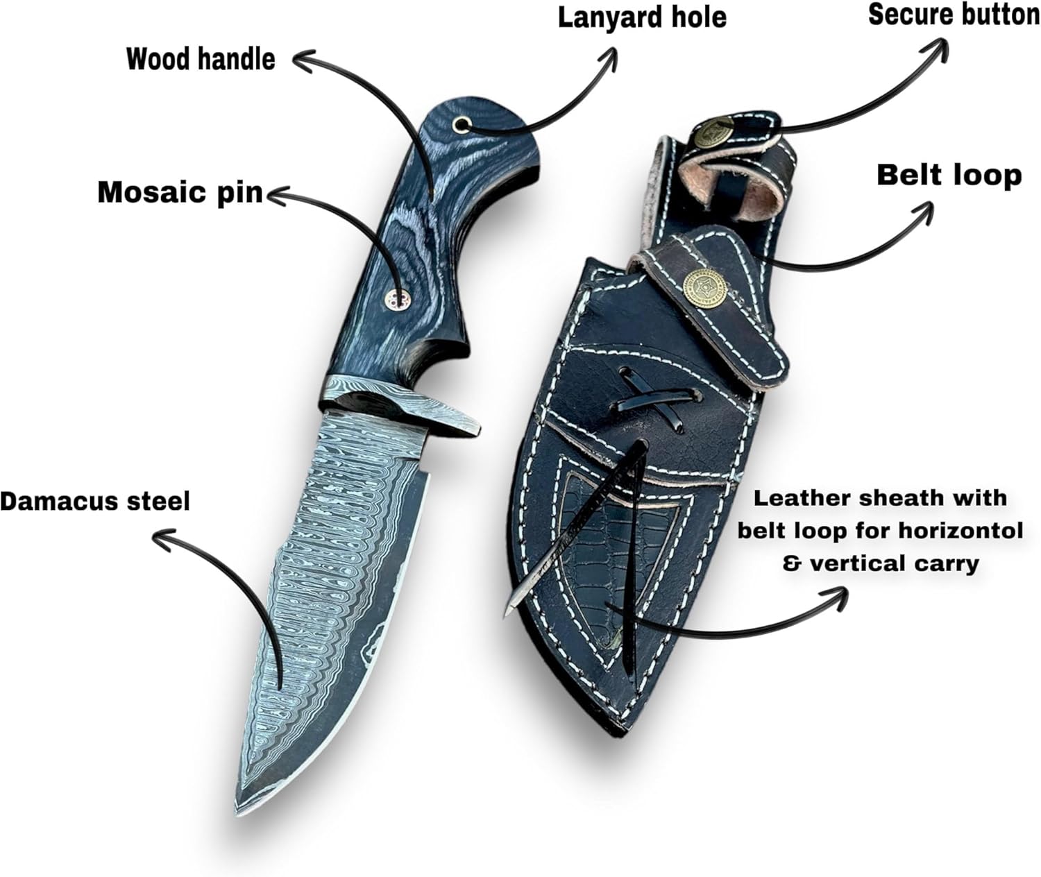 damascus hunting knife – 10" handmade fixed blade knife mega blades damascus hunting knife – 10" handmade fixed blade knife mega blades