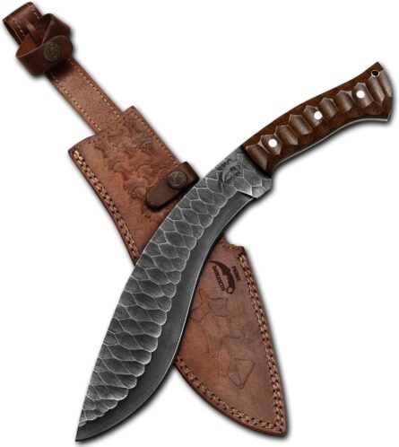 kukri damascus knife – handmade full tang machete with sheath mega blades