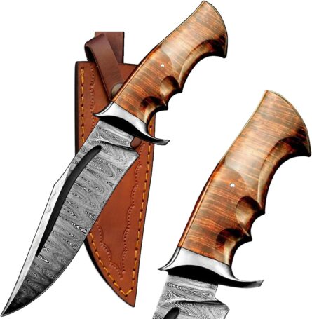 damascus hunting knife – handmade full tang outdoor knife mega blades