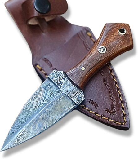 damascus fixed blade knife edc mini dagger with sheath mega blades