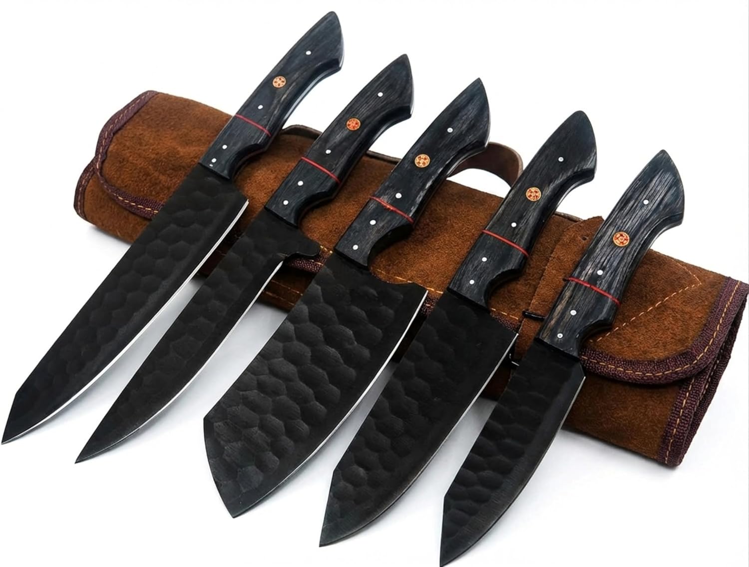 damascus knife set 5 pcs handmade kitchen knives with roll bag mega blades damascus knife set 5 pcs handmade kitchen knives with roll bag mega blades