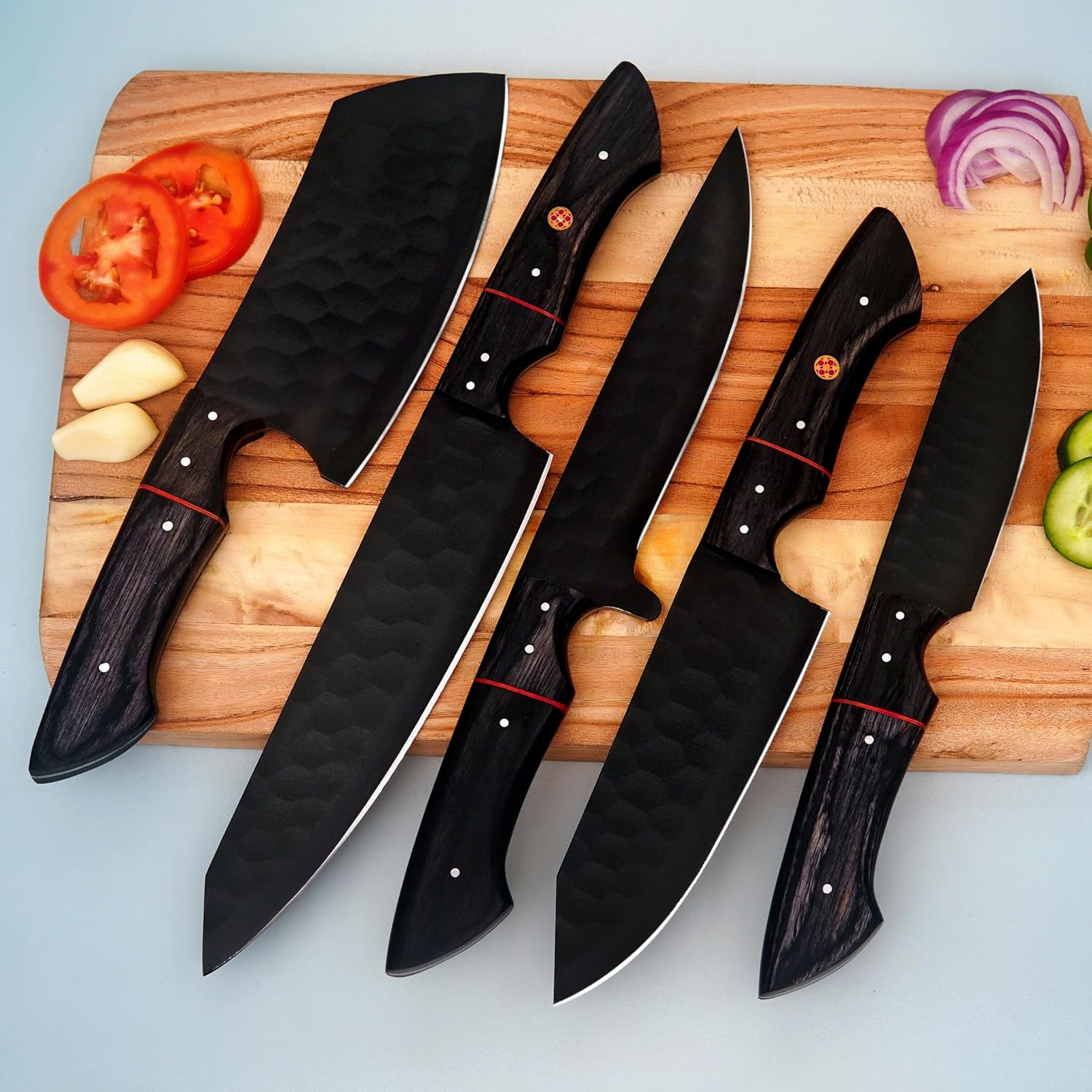 damascus knife set 5 pcs handmade kitchen knives with roll bag mega blades damascus knife set 5 pcs handmade kitchen knives with roll bag mega blades