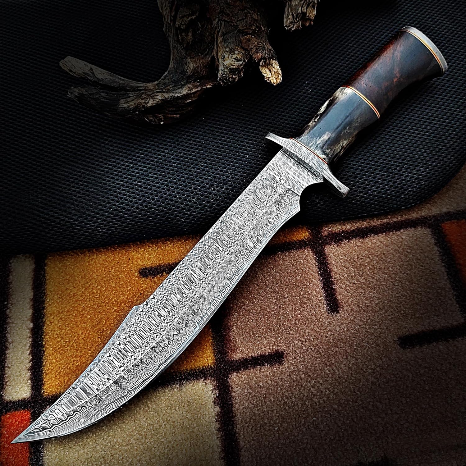 damascus bowie knife 15 inch full tang hunting camping knife mega blades damascus bowie knife 15 inch full tang hunting camping knife mega blades