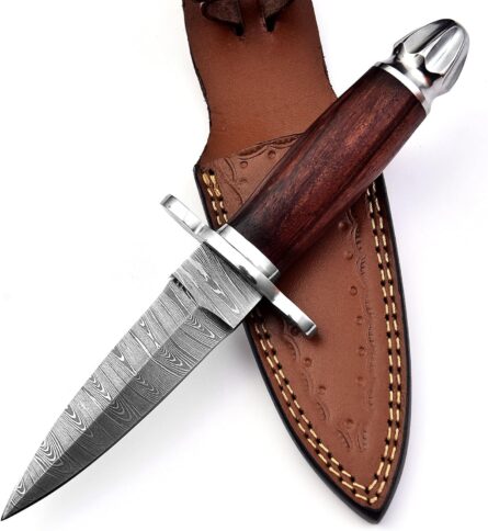 handmade damascus dagger – double edge hunting fixed blade mega blades
