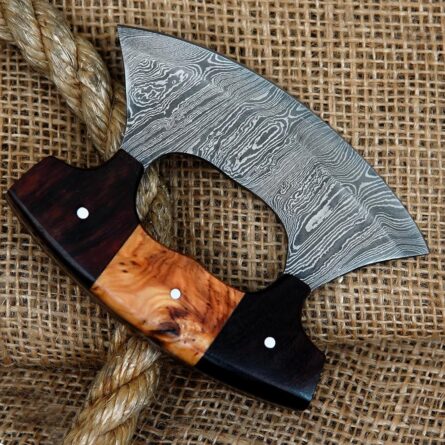 damascus ulu knife – multi purpose alaskan wood handle blade mega blades