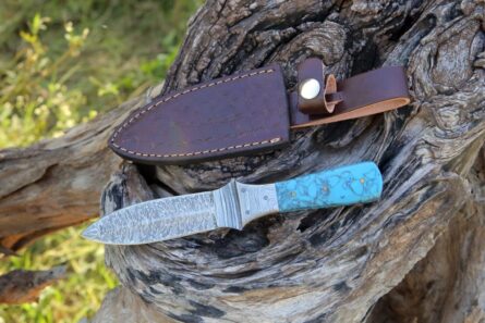 damascus hunting knife – handmade 8.4” resin handle blade mega blades