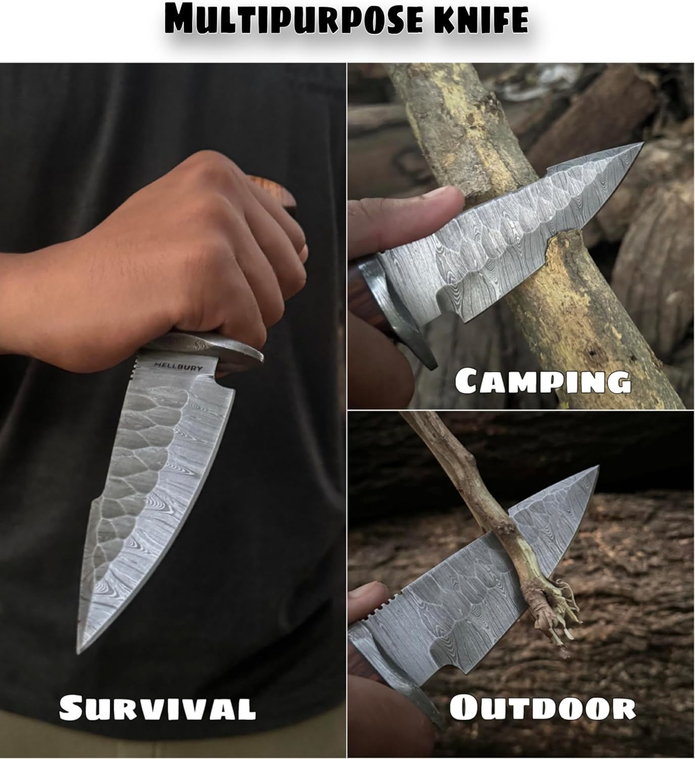 damascus hunting knife – handmade 10" rosewood handle blade mega blades damascus hunting knife – handmade 10" rosewood handle blade mega blades