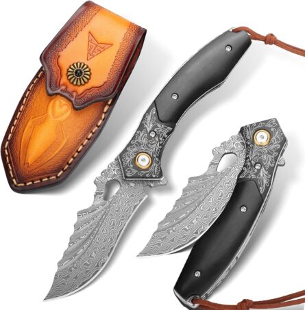 damascus pocket knife – handmade vg10 folding edc knife mega blades