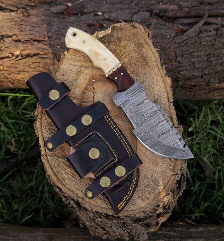 damascus tracker knife – handmade survival knife with bone handle mega blades