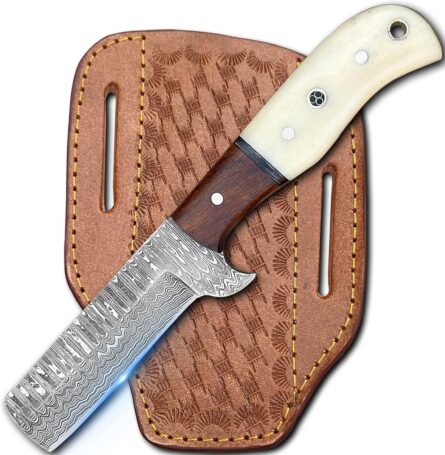 damascus bull cutter knife handmade cowboy fixed blade mega blades