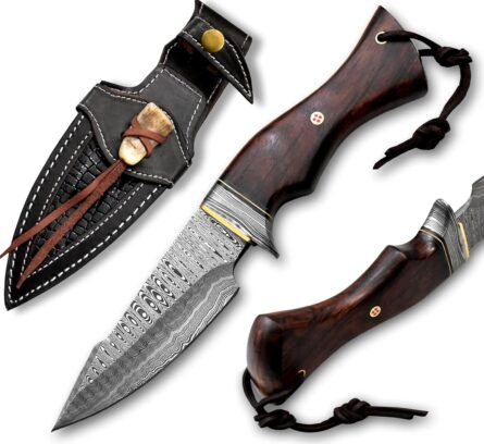 damascus steel hunting knife 10 inch fixed blade with sheath mega blades