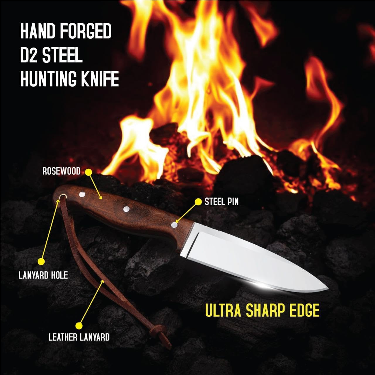 d2 steel hunting knife 10” full tang fixed blade with sheath mega blades d2 steel hunting knife 10” full tang fixed blade with sheath mega blades