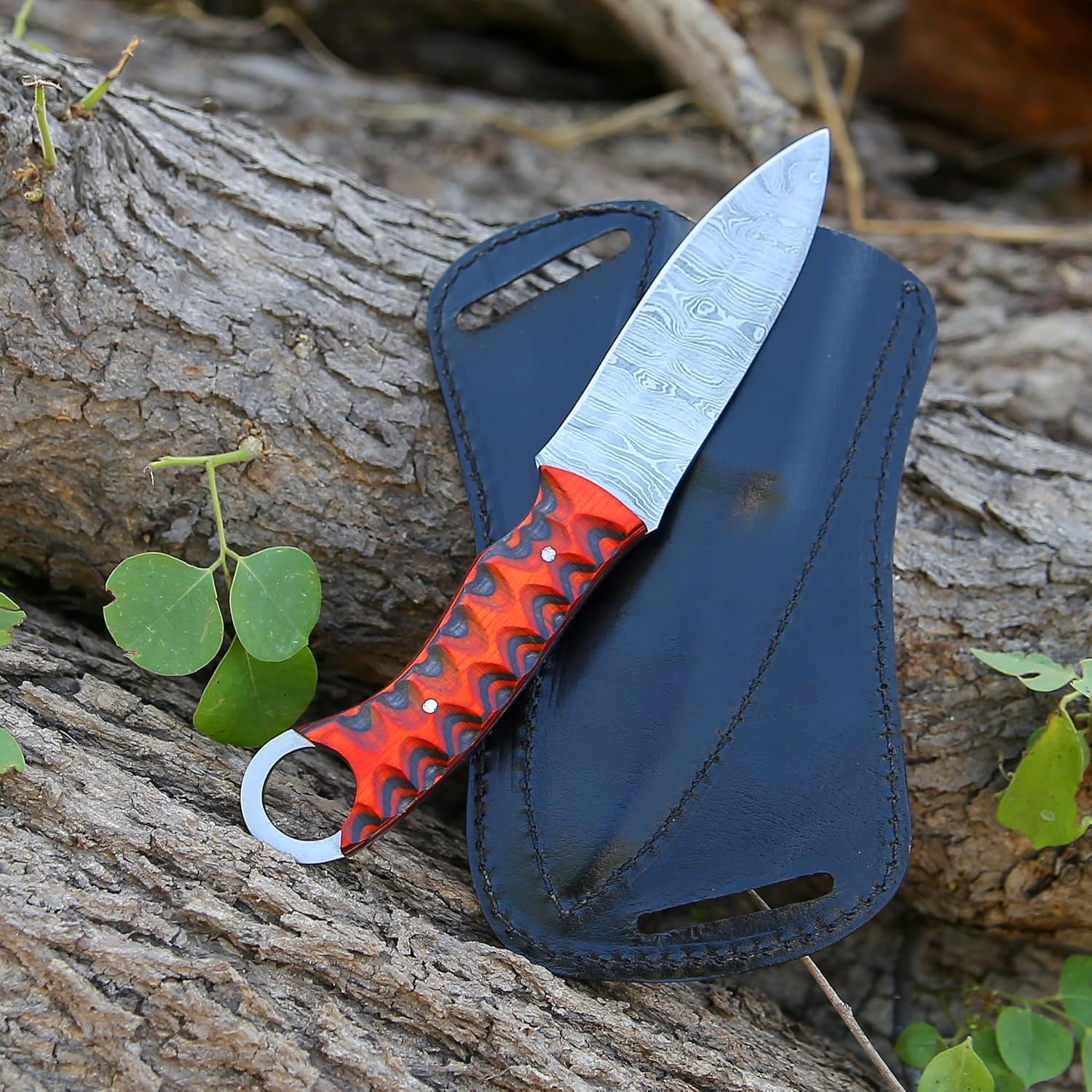 damascus hunting knife – full tang tracker knife with sheath mega blades damascus hunting knife – full tang tracker knife with sheath mega blades