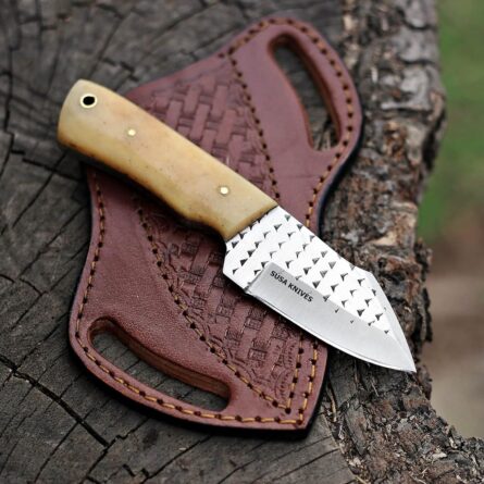 damascus knife – handmade 7'' bull cutter knife with sheath mega blades