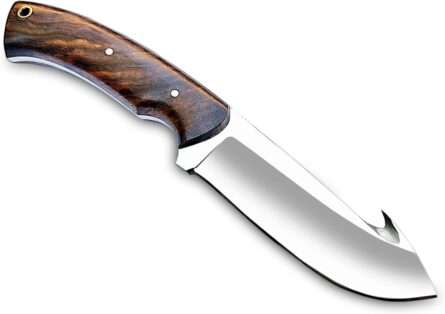 damascus knife – handmade d2 steel gut hook hunting knife mega blades