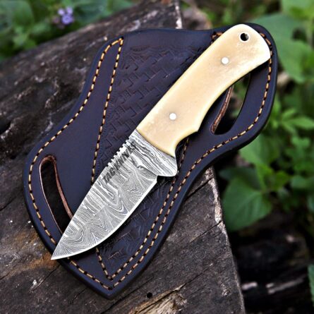 damascus steel skinner knife – 7" full tang hunting blade mega blades