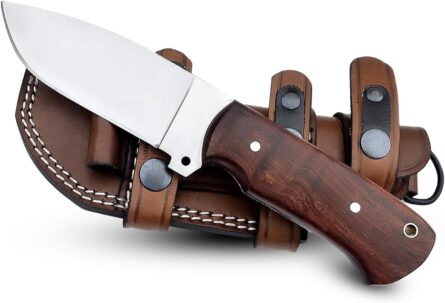 damascus knife – fixed blade hunting knife with rosewood handle mega blades
