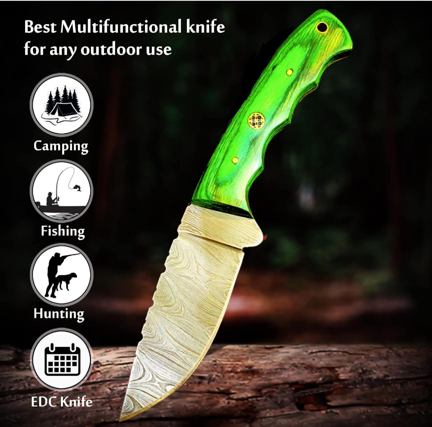 damascus hunting knife – handmade fixed blade with leather sheath mega blades damascus hunting knife – handmade fixed blade with leather sheath mega blades