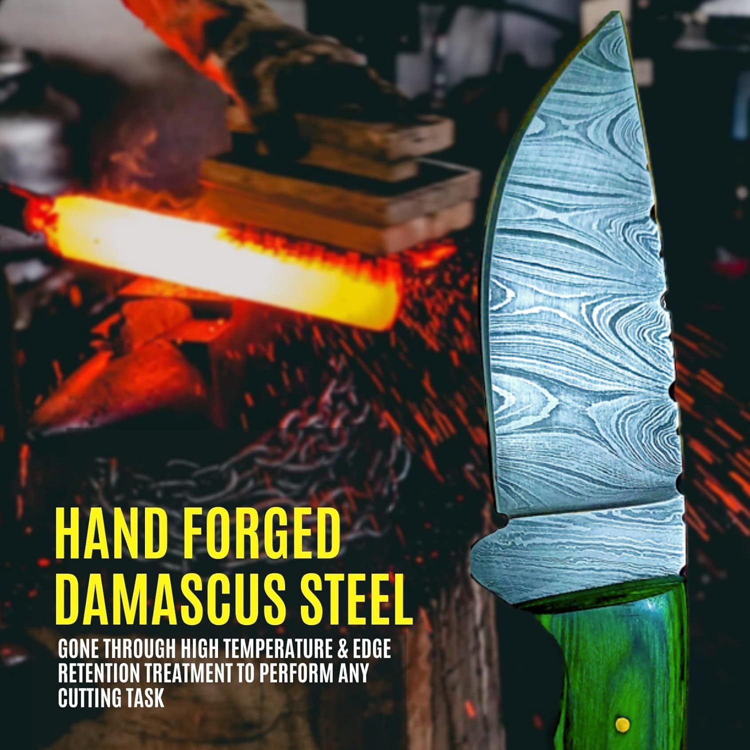 damascus hunting knife – handmade fixed blade with leather sheath mega blades damascus hunting knife – handmade fixed blade with leather sheath mega blades