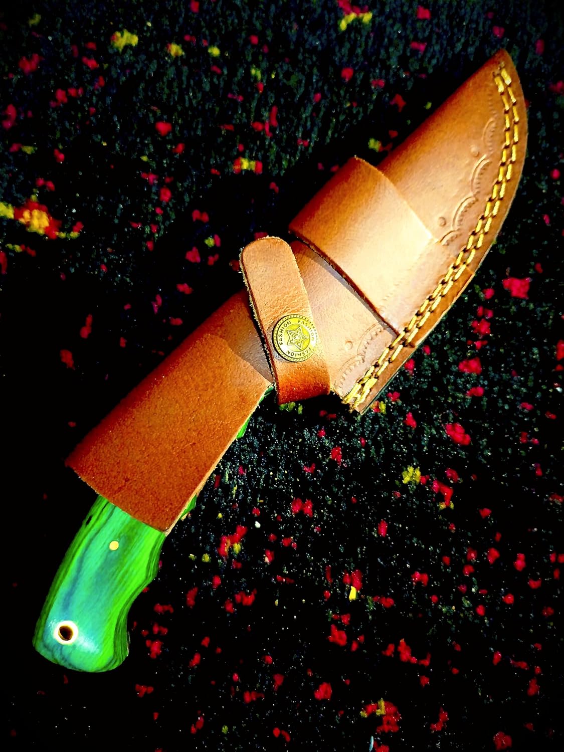 damascus hunting knife – handmade fixed blade with leather sheath mega blades damascus hunting knife – handmade fixed blade with leather sheath mega blades