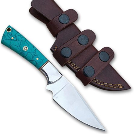 small fixed blade edc knife with full tang & leather sheath mega blades