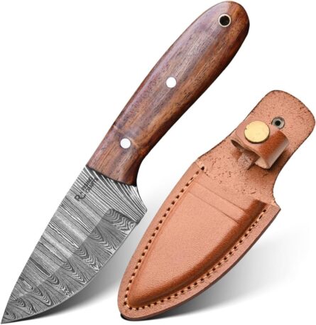 damascus hunting knife fixed blade with sheath for camping mega blades
