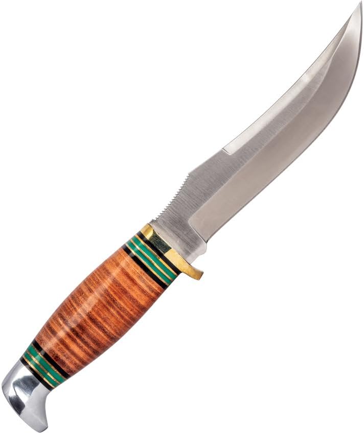 remington fixed blade knife 10” with stacked leather handle mega blades remington fixed blade knife 10” with stacked leather handle mega blades