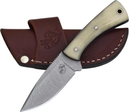 damascus skinning knife – fixed blade hunting knife with sheath mega blades