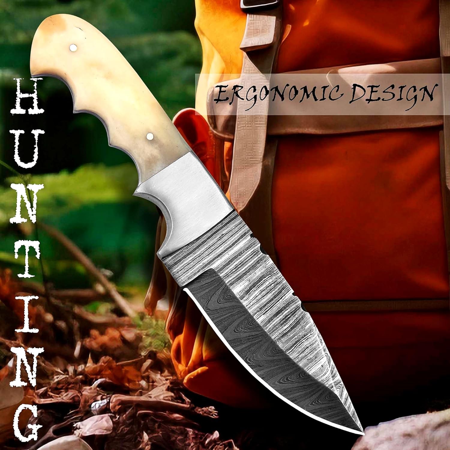 damascus fixed blade knife – 9" handmade hunting knife with sheath mega blades damascus fixed blade knife – 9" handmade hunting knife with sheath mega blades