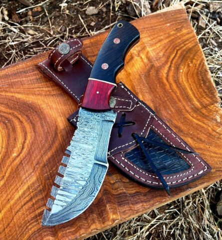 custom handmade damascus hunting knife – full tang tracker blade mega blades