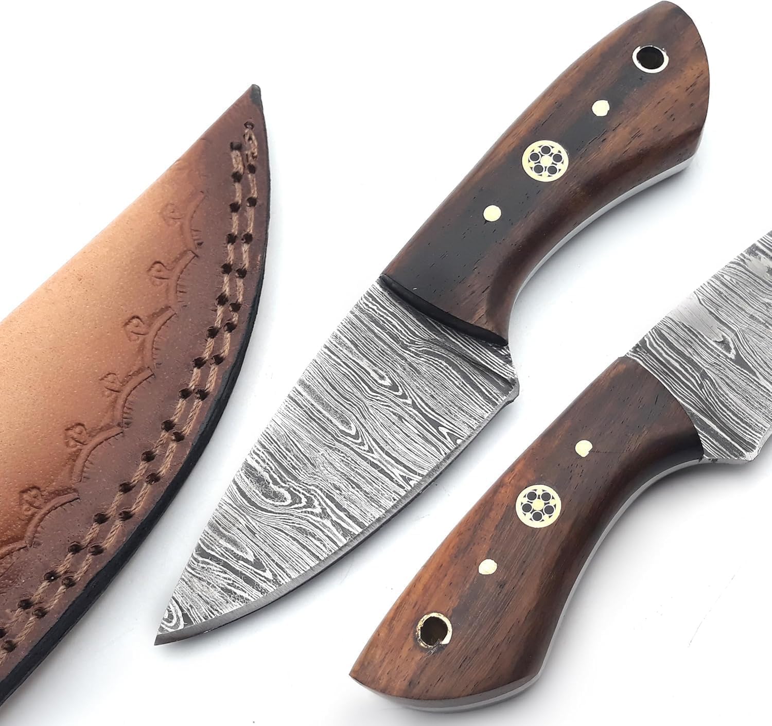 damascus skinning knife – 6” handmade fixed blade with sheath mega blades damascus skinning knife – 6” handmade fixed blade with sheath mega blades