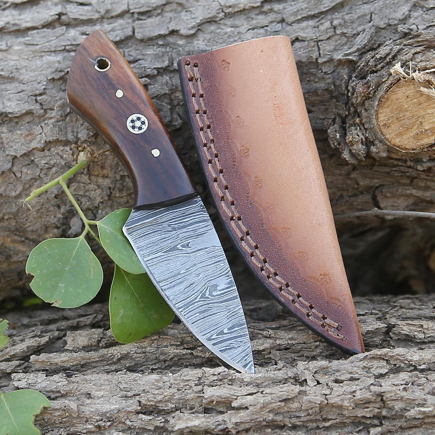 damascus skinning knife – 6” handmade fixed blade with sheath mega blades damascus skinning knife – 6” handmade fixed blade with sheath mega blades