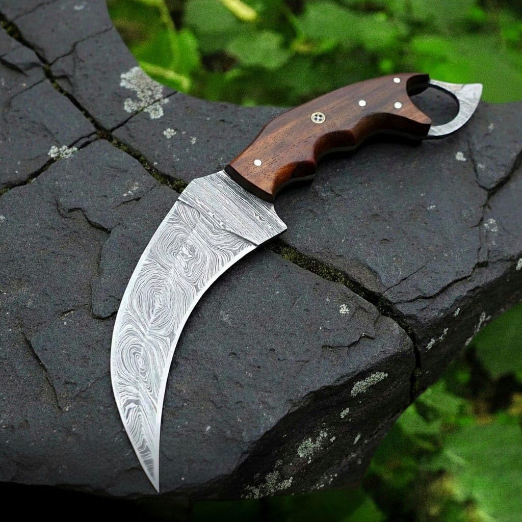 handmade damascus karambit knife with rosewood handle & sheath mega blades handmade damascus karambit knife with rosewood handle & sheath mega blades
