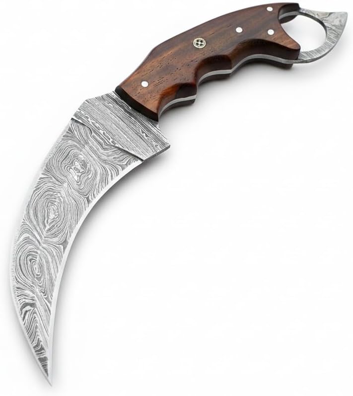 handmade damascus karambit knife with rosewood handle & sheath mega blades handmade damascus karambit knife with rosewood handle & sheath mega blades