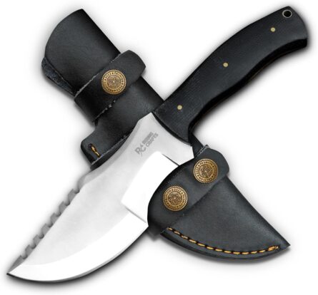 handmade d2 steel hunting tracker knife with paka wood handle mega blades