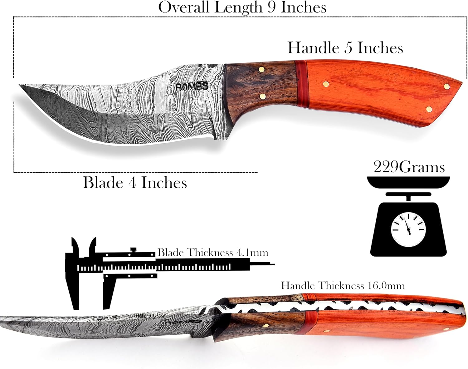 damascus hunting knife – 9 inch full tang fixed blade knife mega blades damascus hunting knife – 9 inch full tang fixed blade knife mega blades