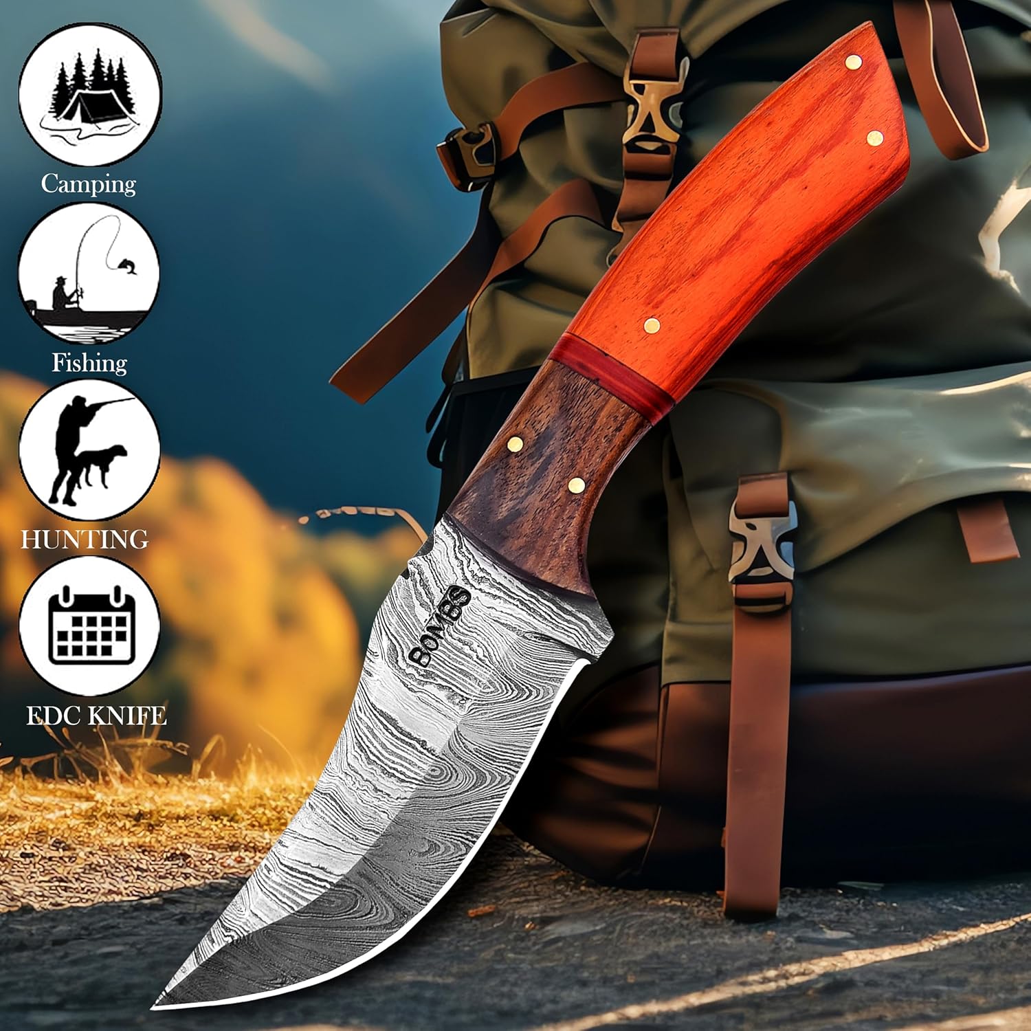 damascus hunting knife – 9 inch full tang fixed blade knife mega blades damascus hunting knife – 9 inch full tang fixed blade knife mega blades