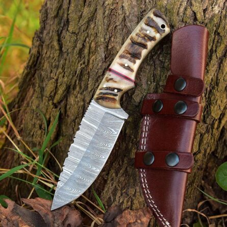 damascus steel hunting knife handmade full tang 9.25 inches mega blades