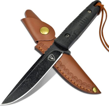 fixed blade hunting knife d2 steel g10 handle with sheath mega blades