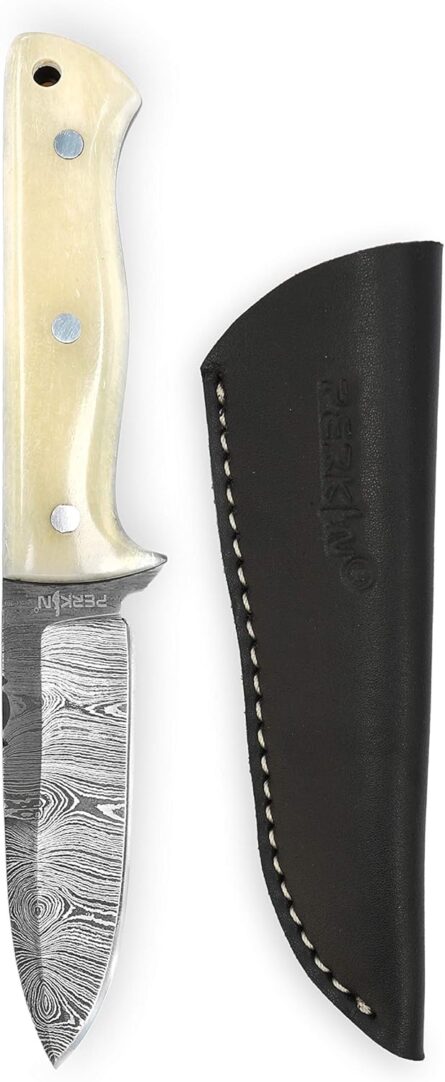 damascus steel hunting knife full tang with leather sheath mega blades