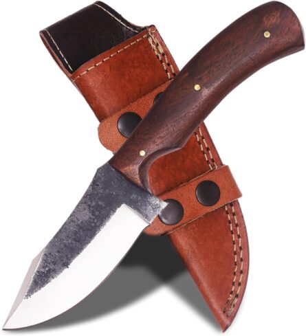 damascus steel bushcraft knife 8 inch full tang with sheath mega blades