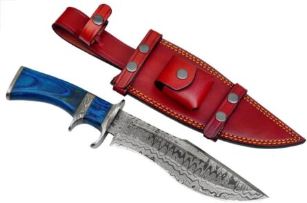 damascus bowie knife handmade hunting knife with sheath mega blades