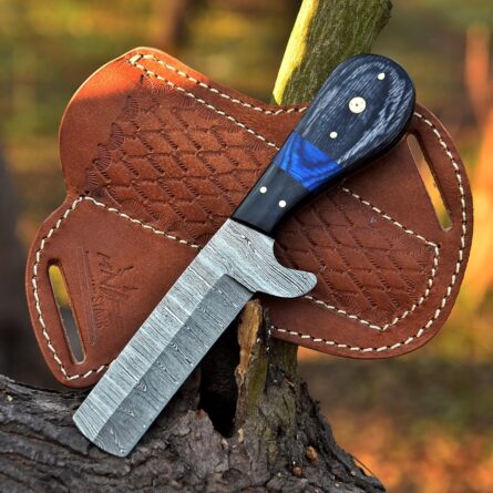 damascus bull cutter knife handmade fixed blade with sheath mega blades