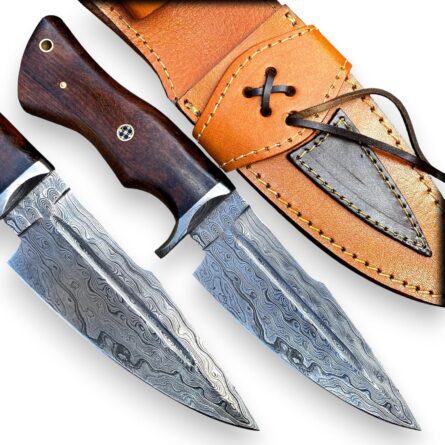 damascus steel tracker knife handmade with walnut handle mega baldes