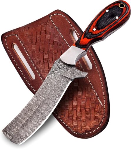 handmade damascus bull cutter knife with leather sheath mega blades