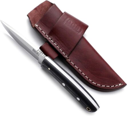 d2 steel hunting knife full tang with micarta handle & sheath mega blades