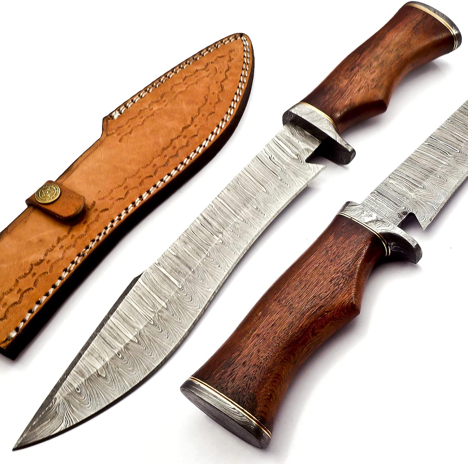 15 inch damascus bowie knife handmade with rosewood handle mega blades 15 inch damascus bowie knife handmade with rosewood handle mega blades