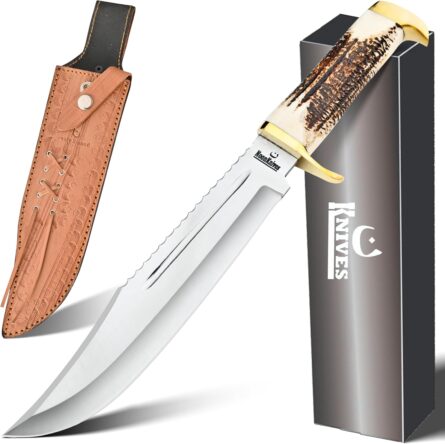 carbon steel bowie knife 15.5 inch with stag horn handle mega blades
