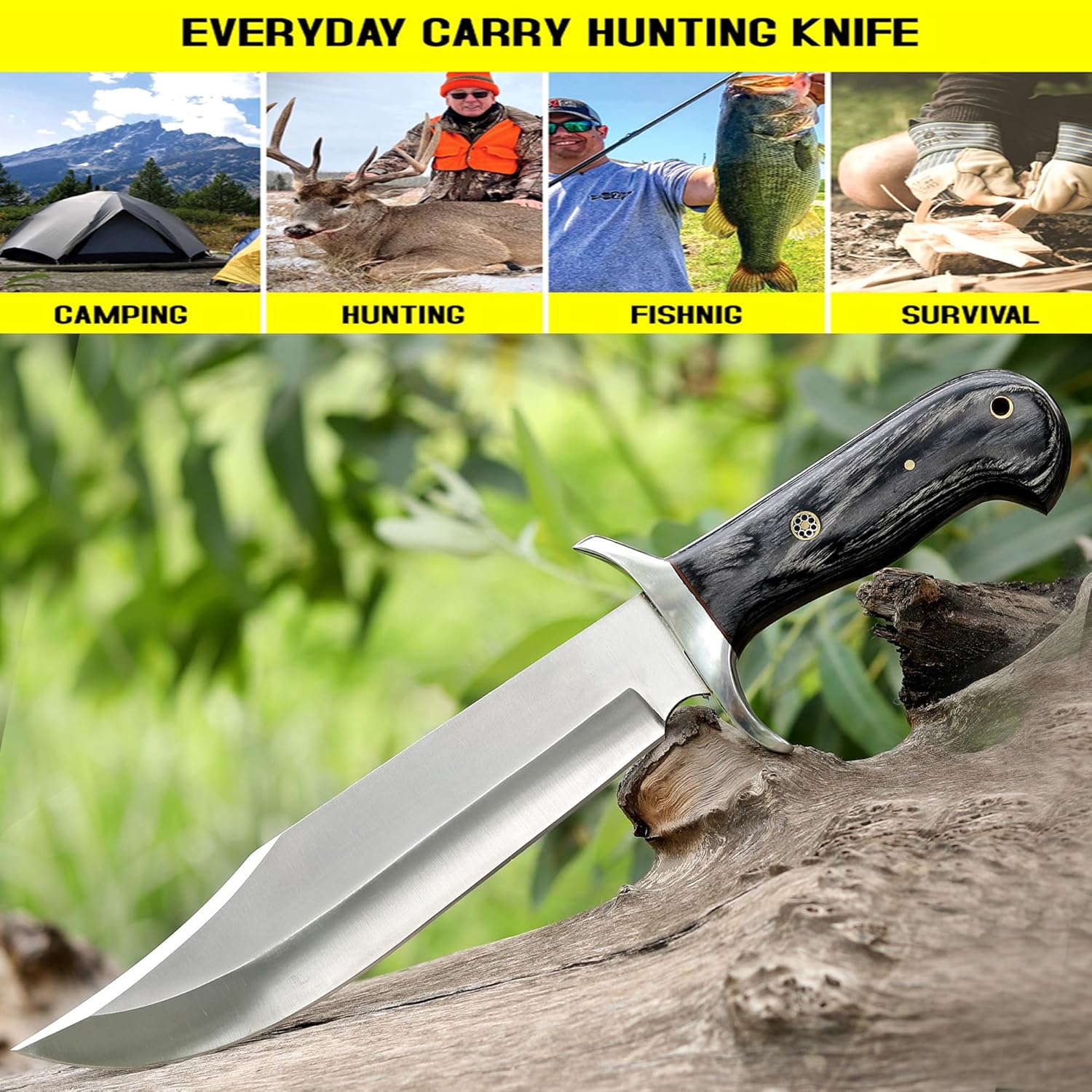 d2 handmade bowie knife – 14 inch full tang hunting knife mega blades d2 handmade bowie knife – 14 inch full tang hunting knife mega blades